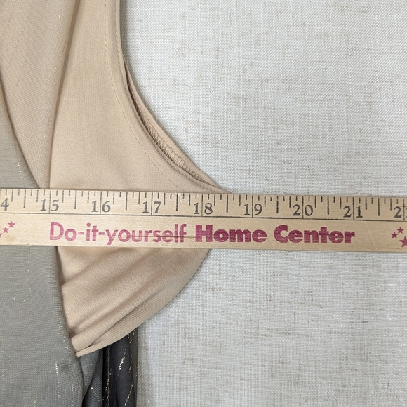 Sara Michelle Tan Black Ombré Blouse Gold Metallic Shimmer M - Picture 8 of 12